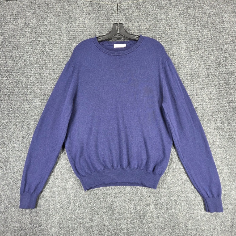 Collars & Co Mens Australian Merino Wool Crewneck Sweater XL Blue